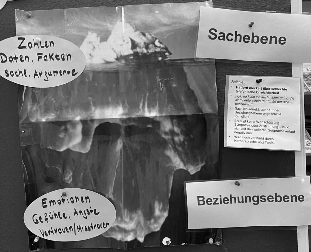 Pinnwand aus einem Seminar: Kommunikationsebenen